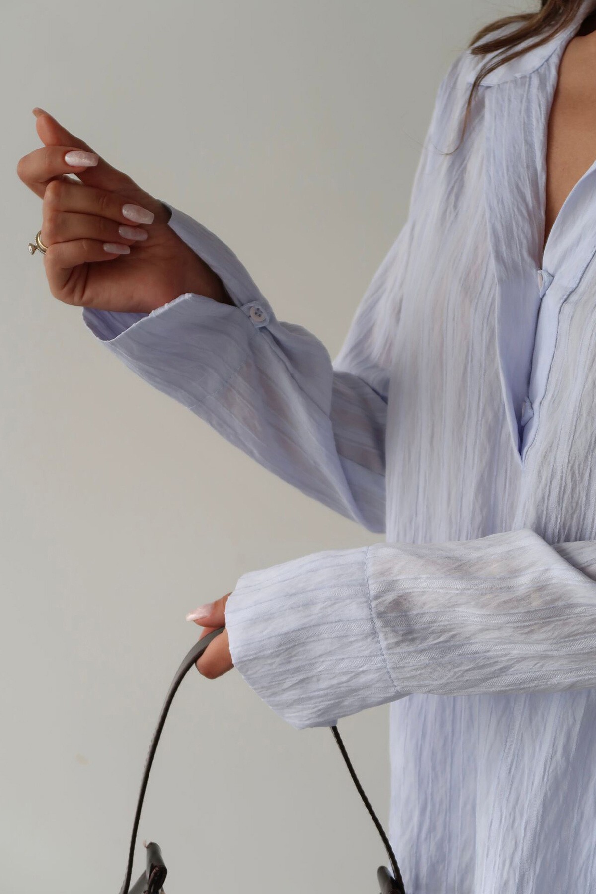 Mavi Gömlek Yaka Bürümcük Alt Üst Takım