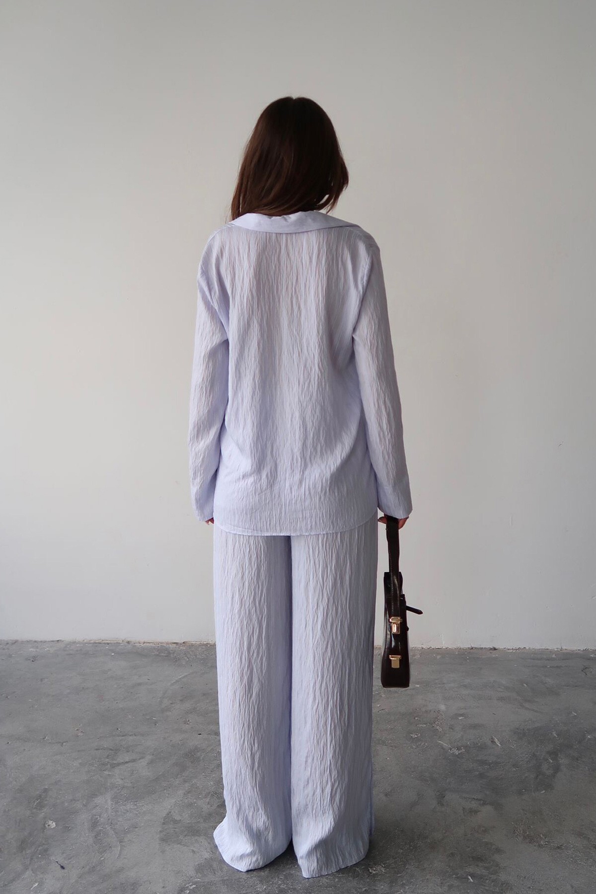 Mavi Gömlek Yaka Bürümcük Alt Üst Takım