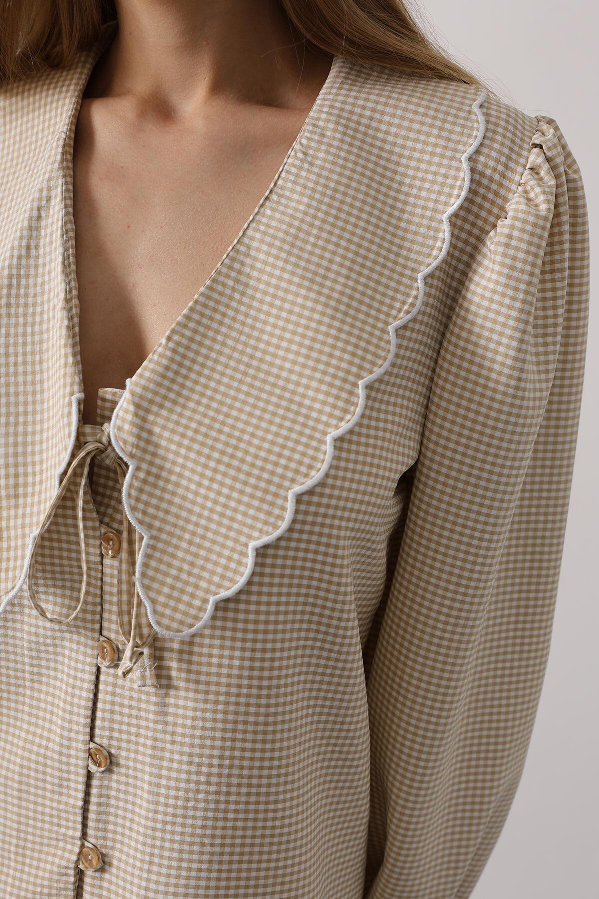 Taş Uzun Kol Bağlamalı Gömlek Ve Pantolon