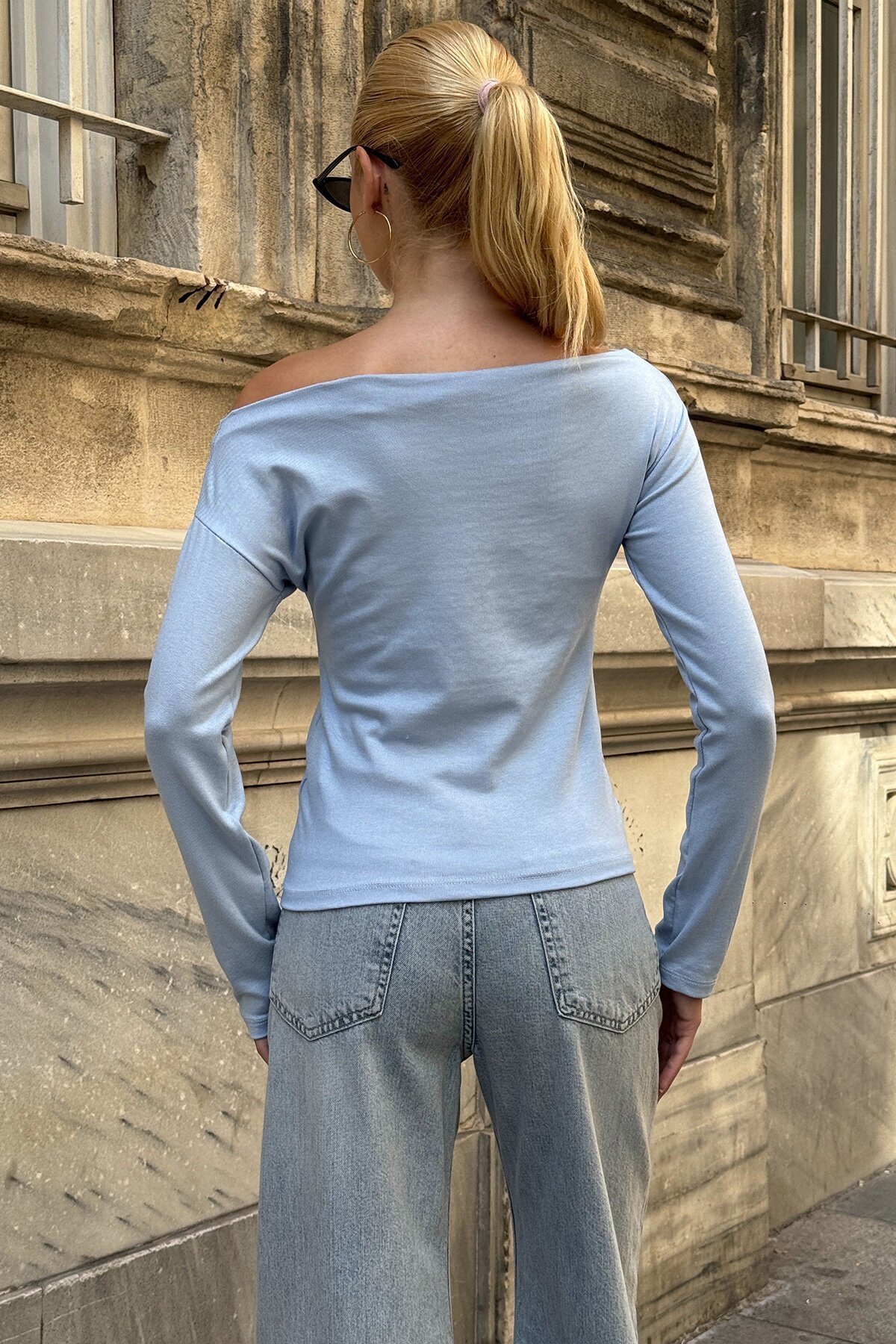 Bebe Mavi Kayık Yaka Basic Bluz