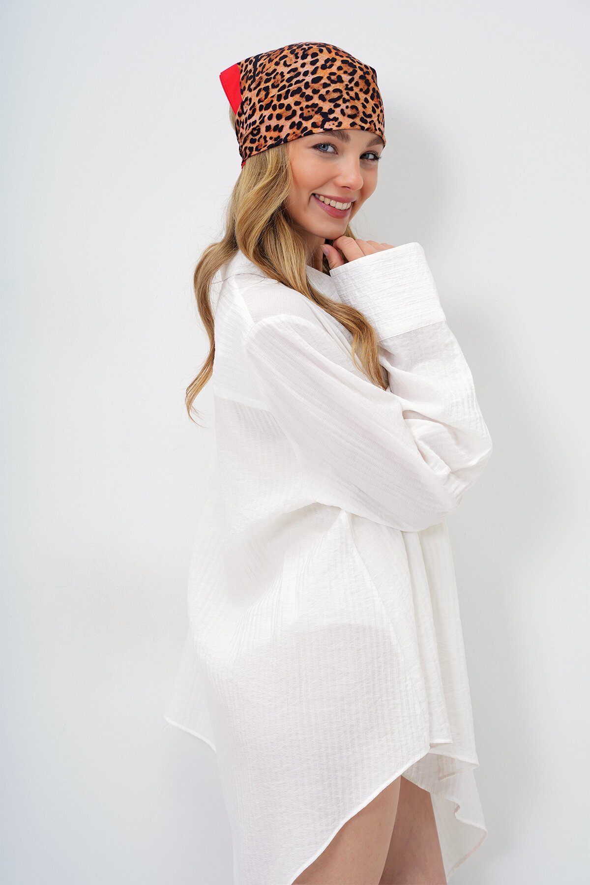 Leopar Leopar Desenli Bandana Fular