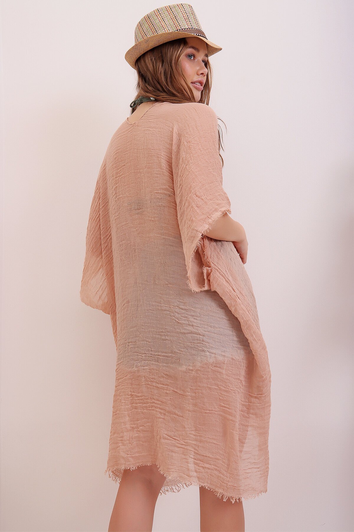 Pudra Püskül Detaylı Kimono