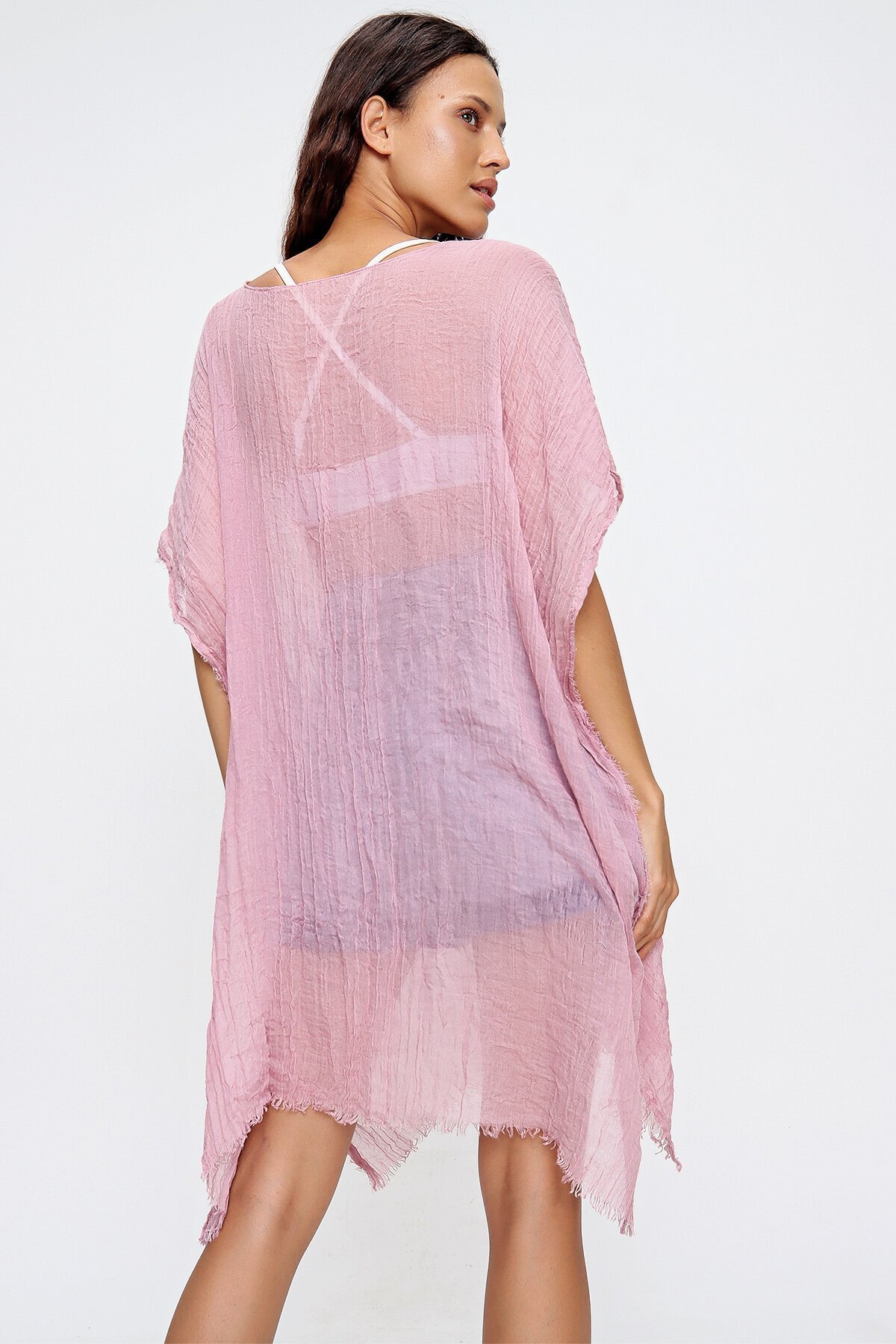 Gül Kurusu Püskül Detaylı Pamuklu Pareo