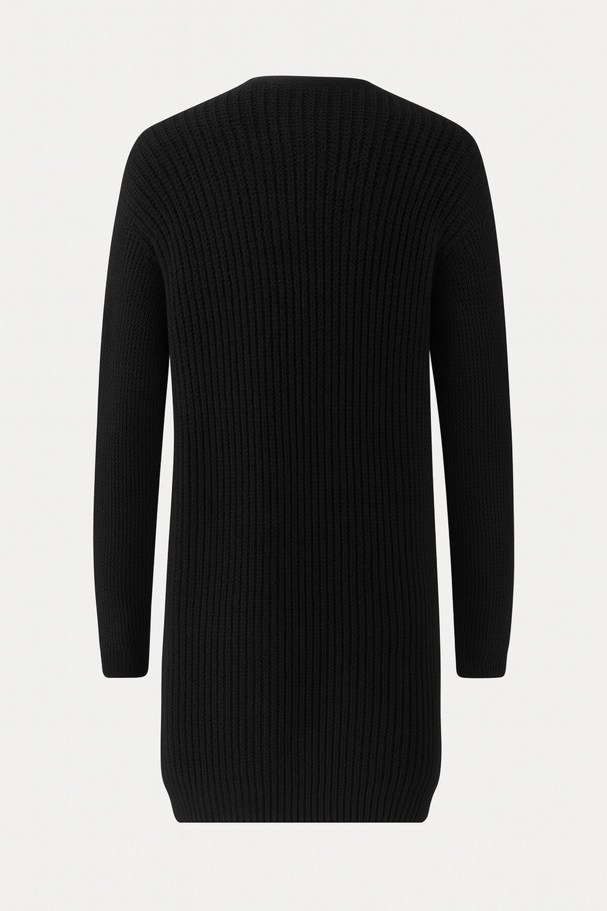 Siyah Salaş Kesim Selanik Örgü Basic Triko Hırka