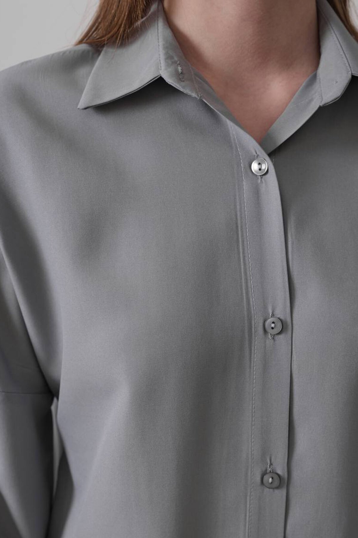 Gri Uzun Kol Gömlek