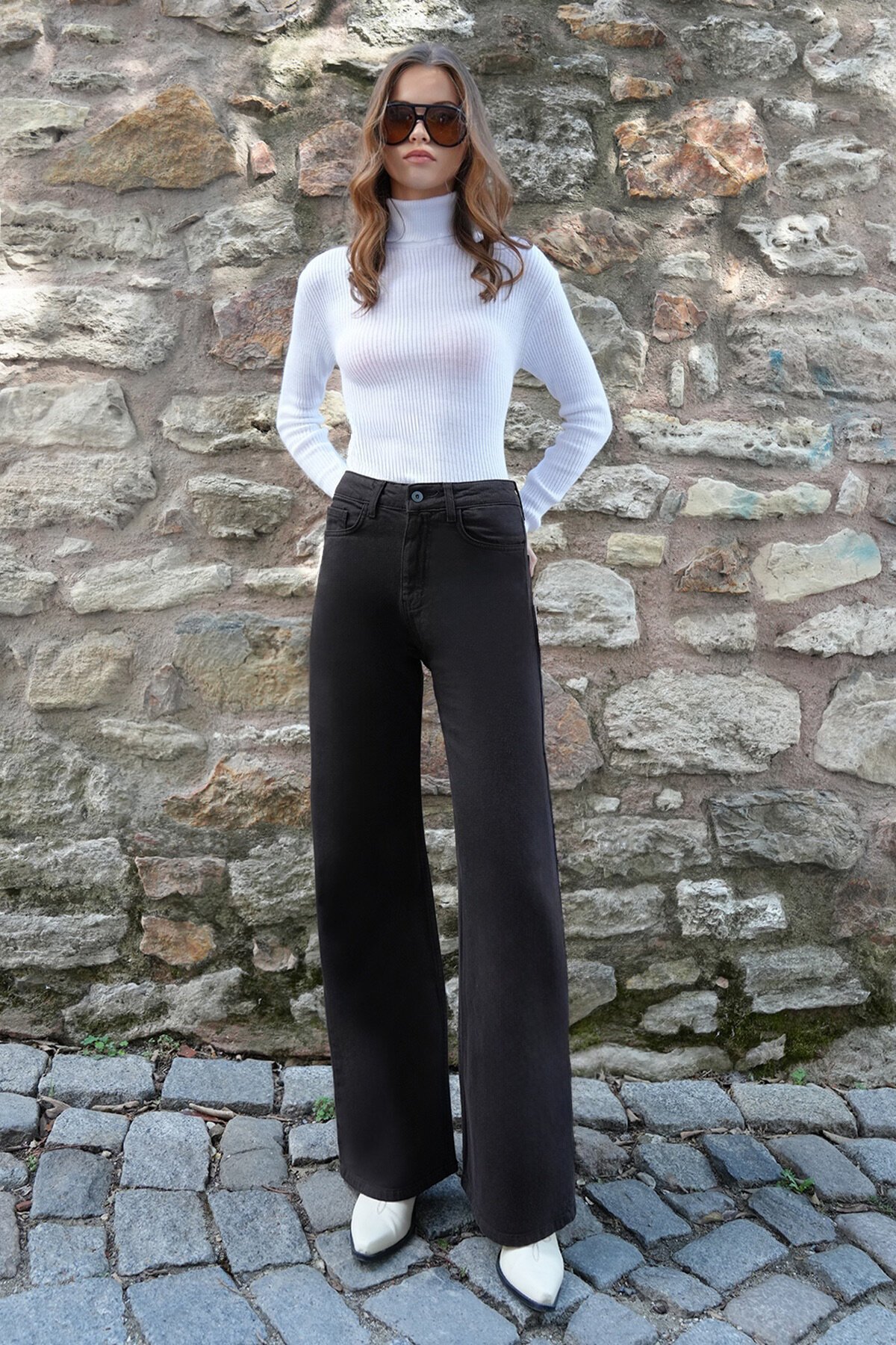 5 Cepli Yüksek Bel Palazzo Jean