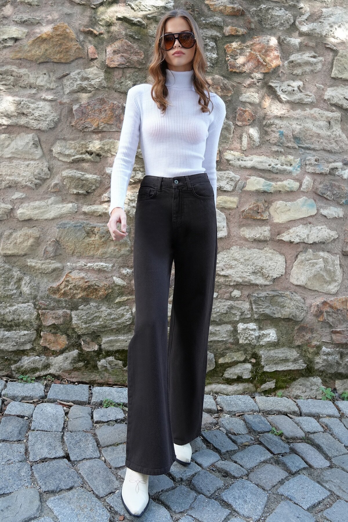 5 Cepli Yüksek Bel Palazzo Jean