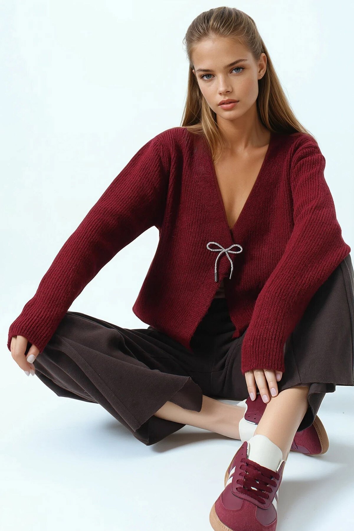 Bağlamalı Uzun Kollu Triko Bluz