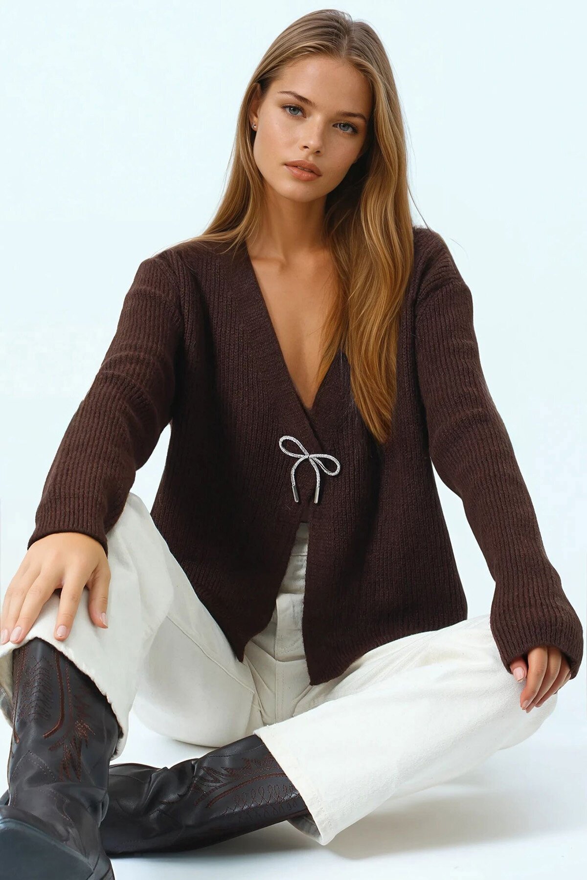 Bağlamalı Uzun Kollu Triko Bluz