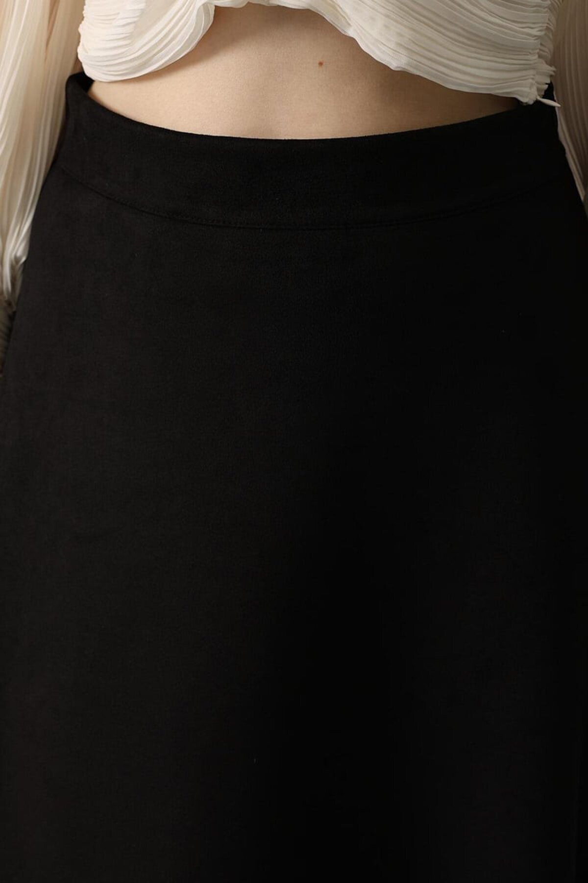 Beli Lastikli Fermuar Kapamalı Basic Midi Boy Etek