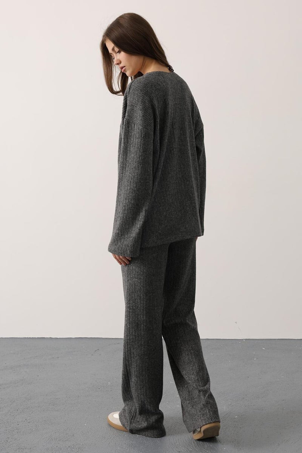 Beli Lastikli Fitilli Örme Pantolon