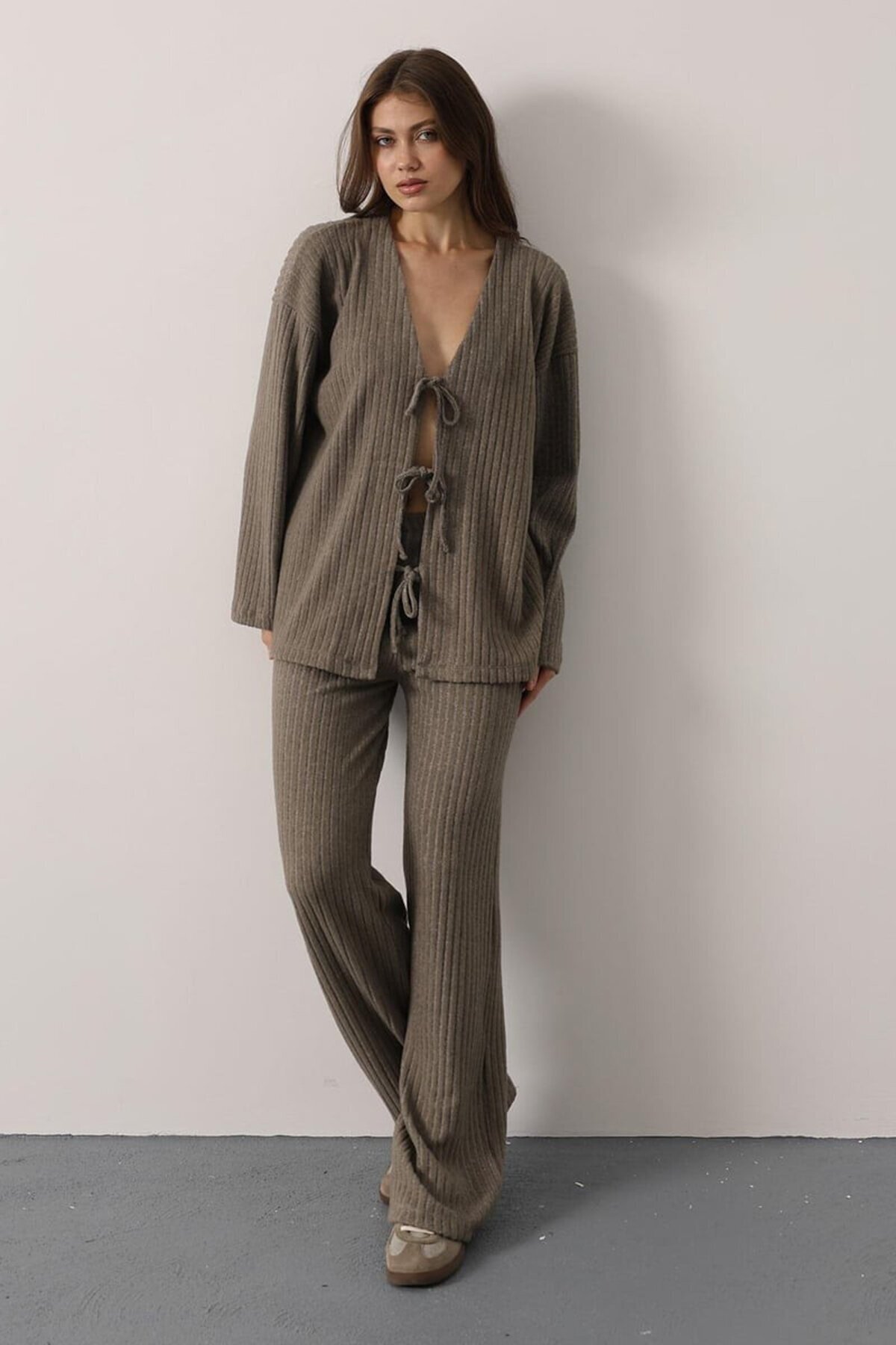 Beli Lastikli Fitilli Örme Pantolon