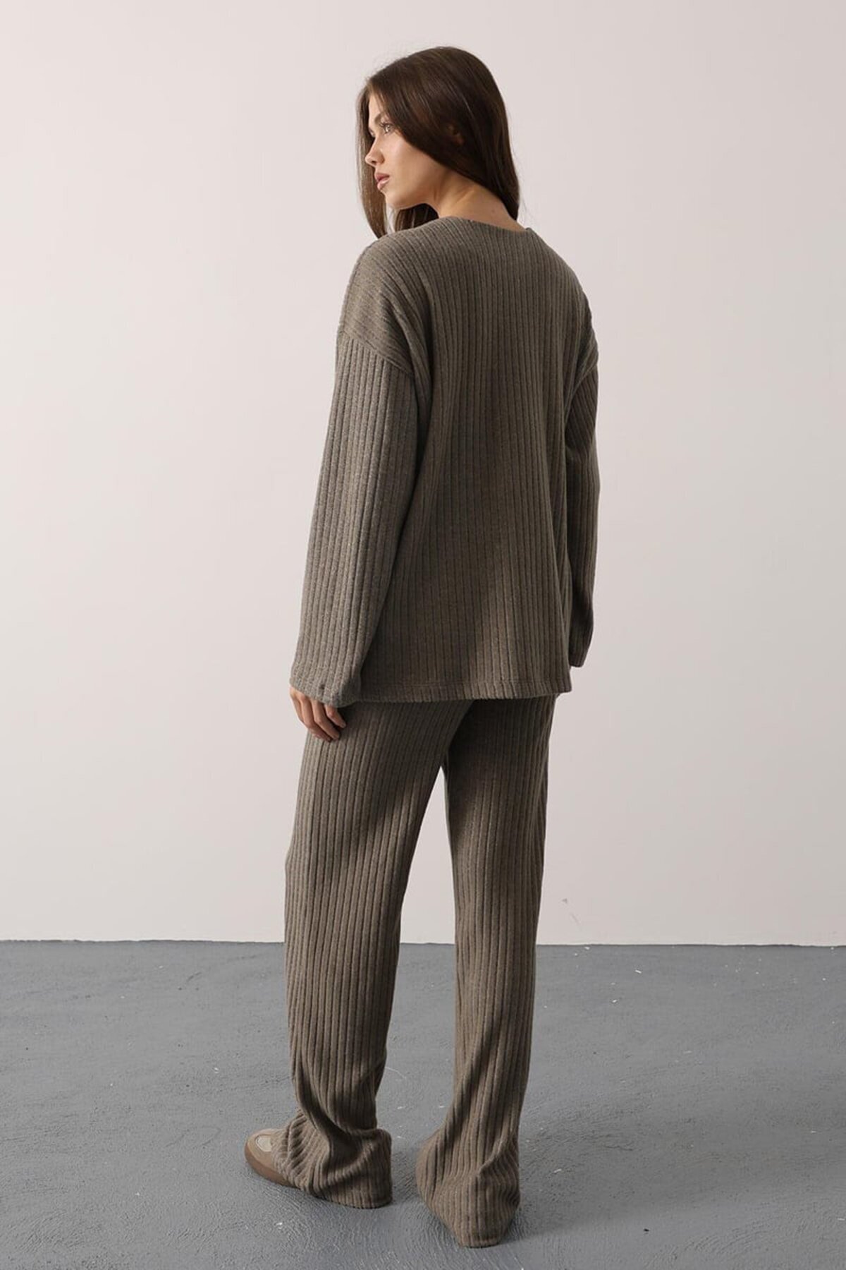 Beli Lastikli Fitilli Örme Pantolon