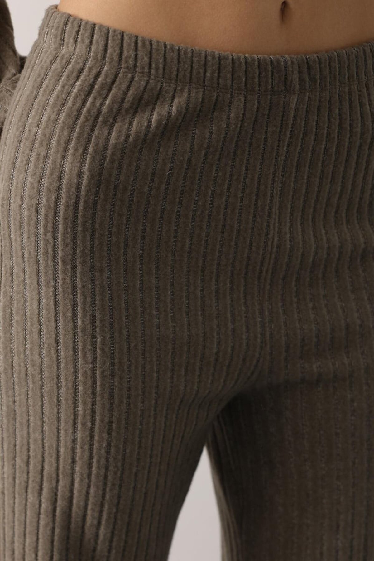 Beli Lastikli Fitilli Örme Pantolon