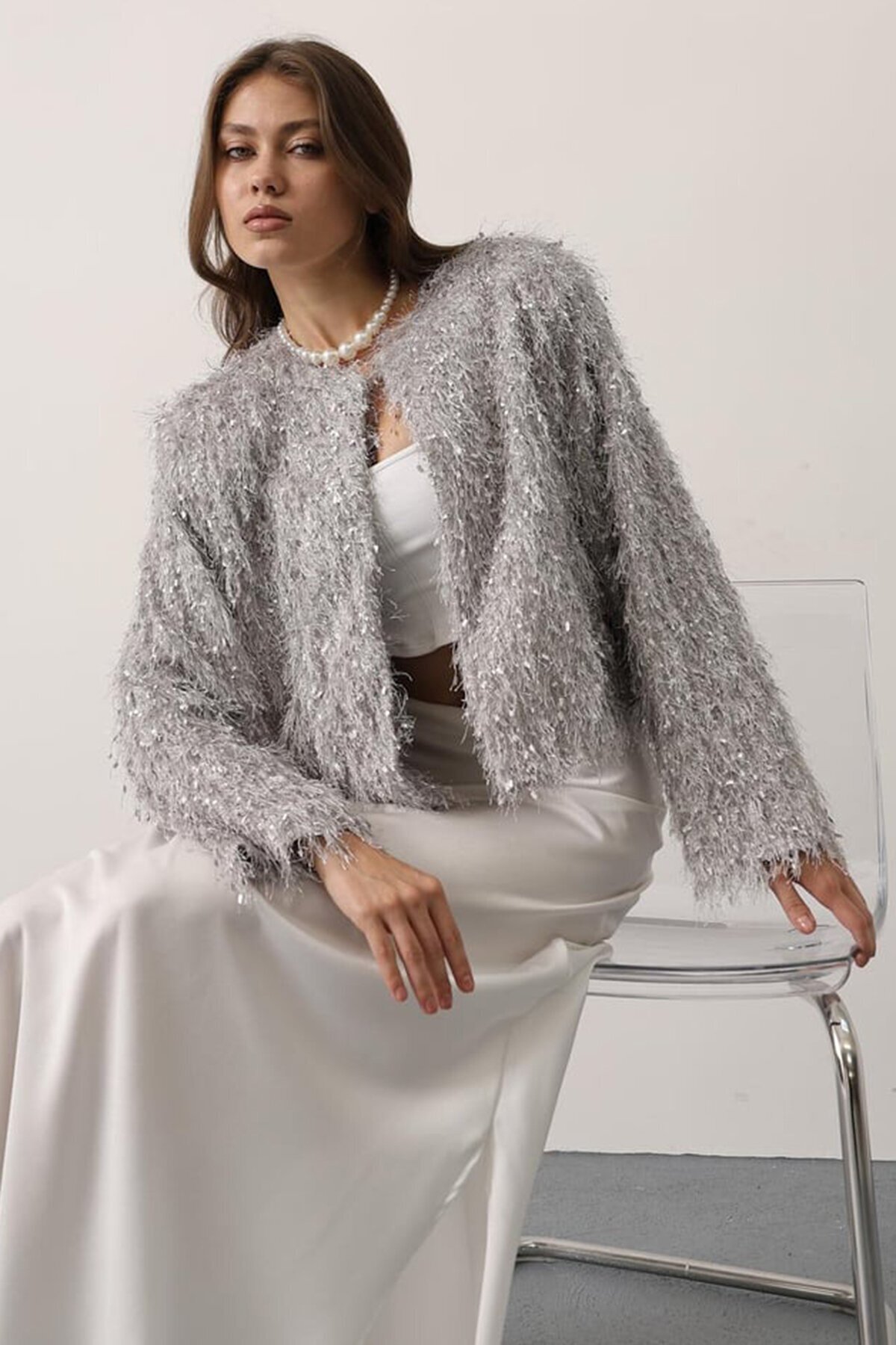 Bisiklet Yaka Astarlı Sakal Ip Ceket