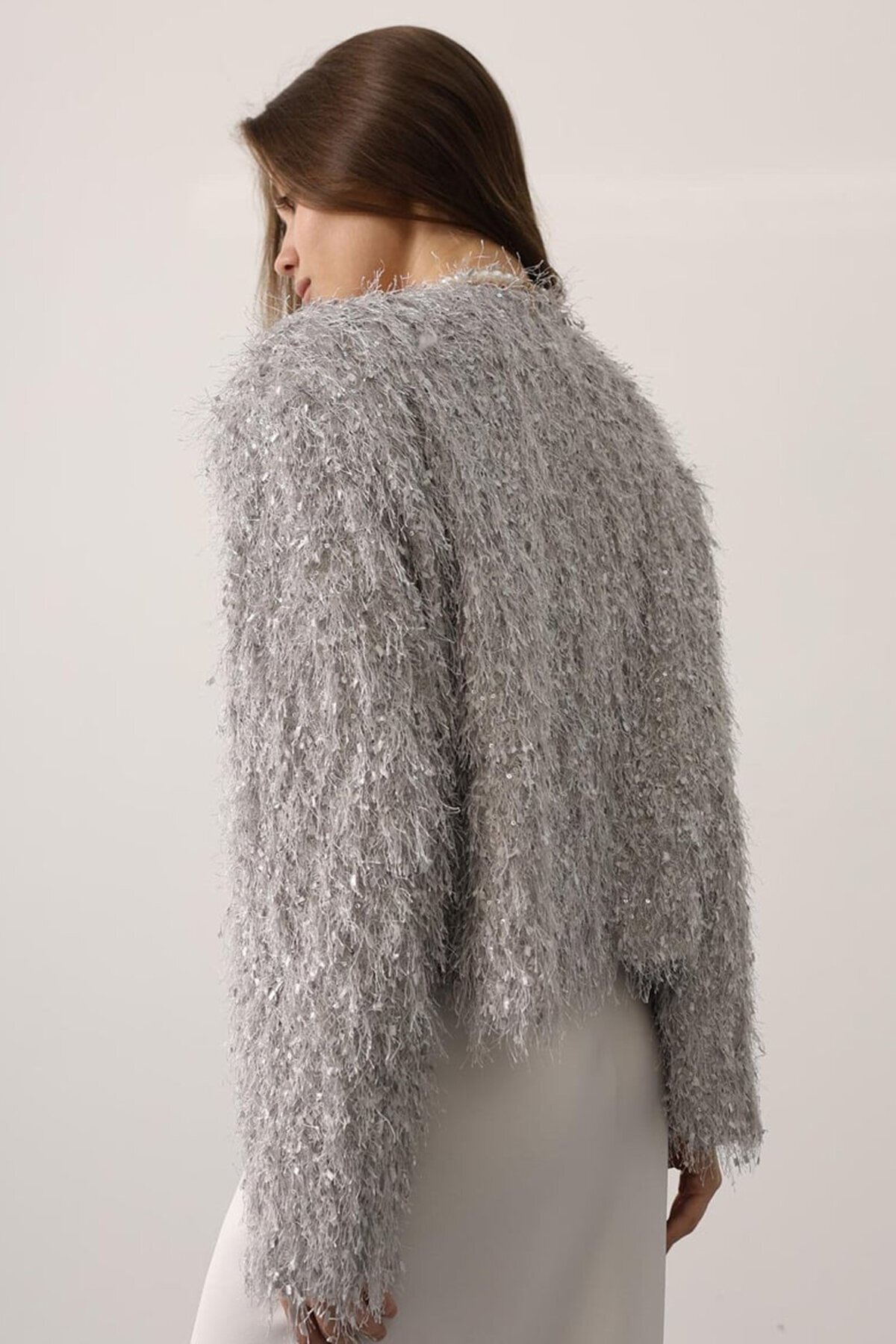 Bisiklet Yaka Astarlı Sakal Ip Ceket