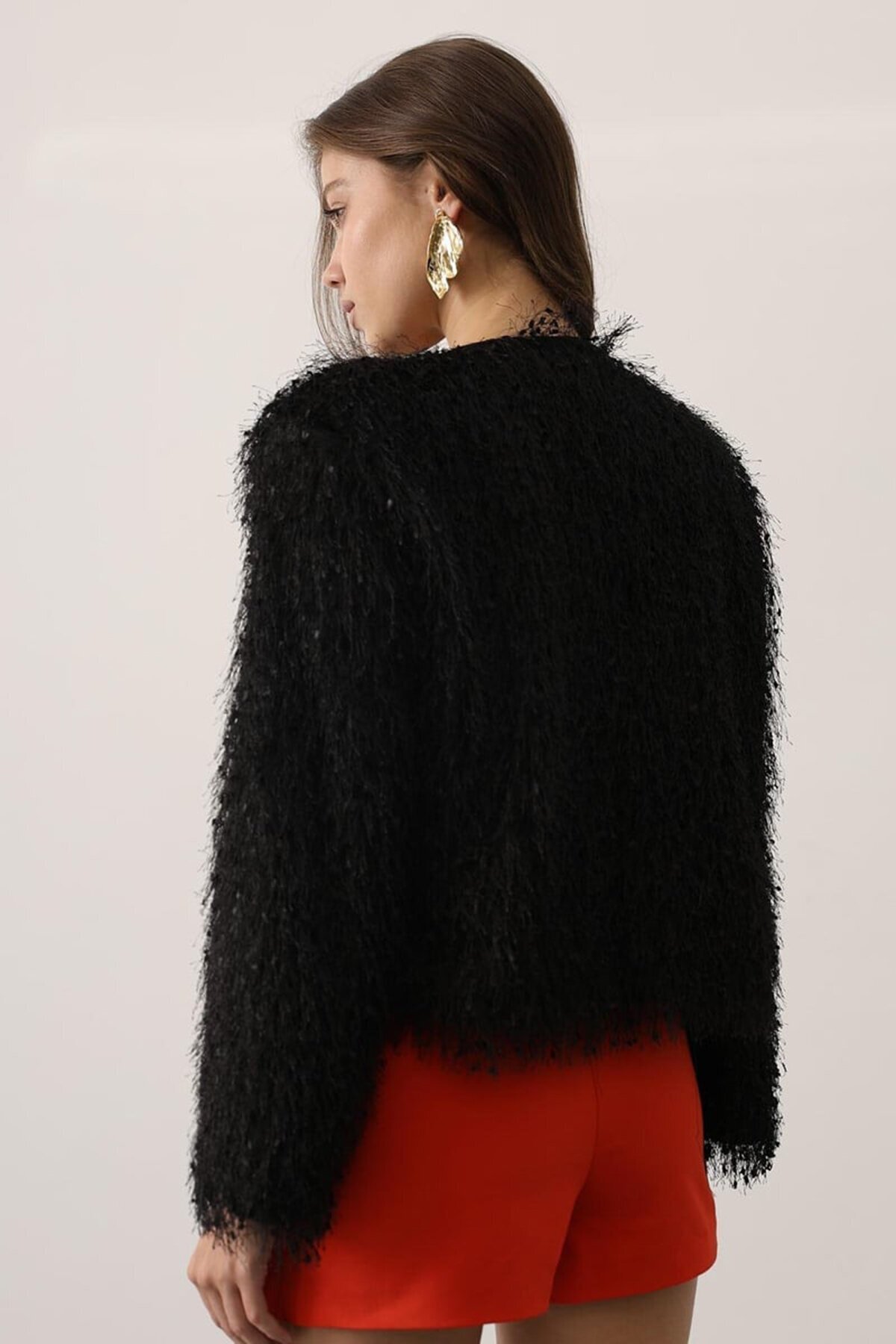 Bisiklet Yaka Astarlı Sakal Ip Ceket