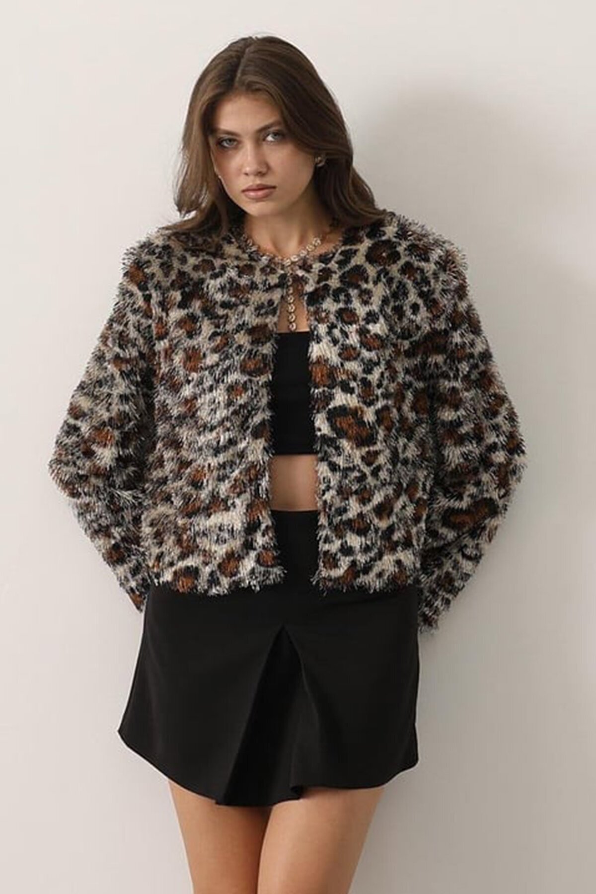 Bisiklet Yaka Astarlı Sakal Ip Ceket