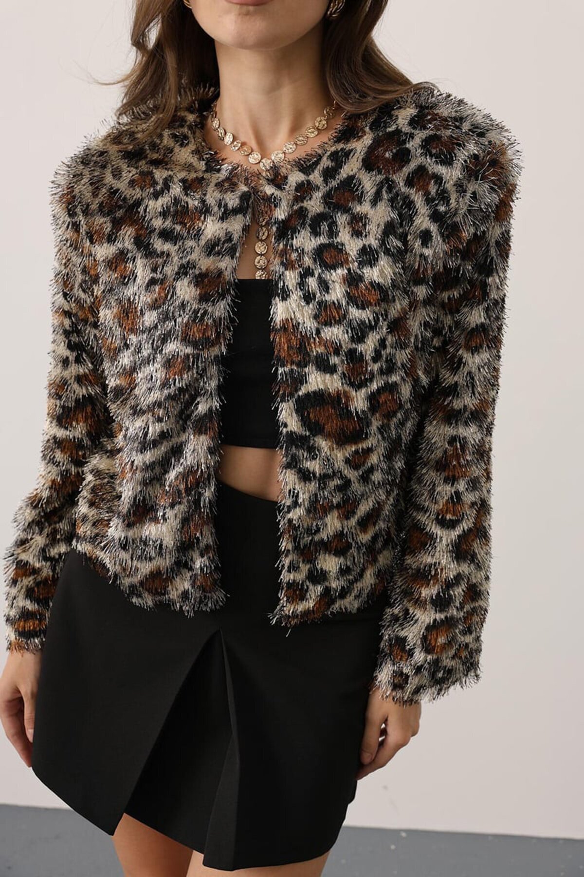 Bisiklet Yaka Astarlı Sakal Ip Ceket