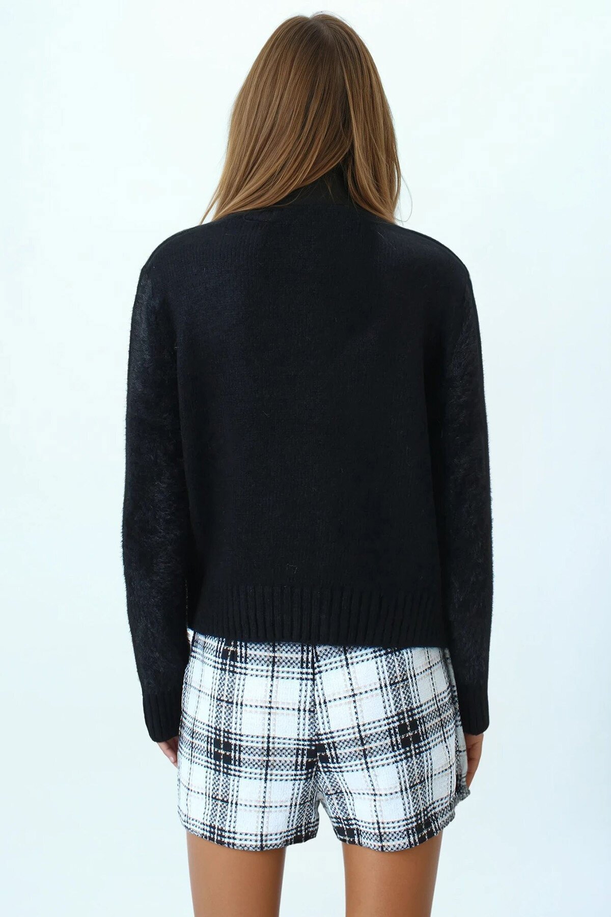 Bisiklet Yaka Bel Ve Kolları Ribana Detaylı Püsküllü Triko Kazak