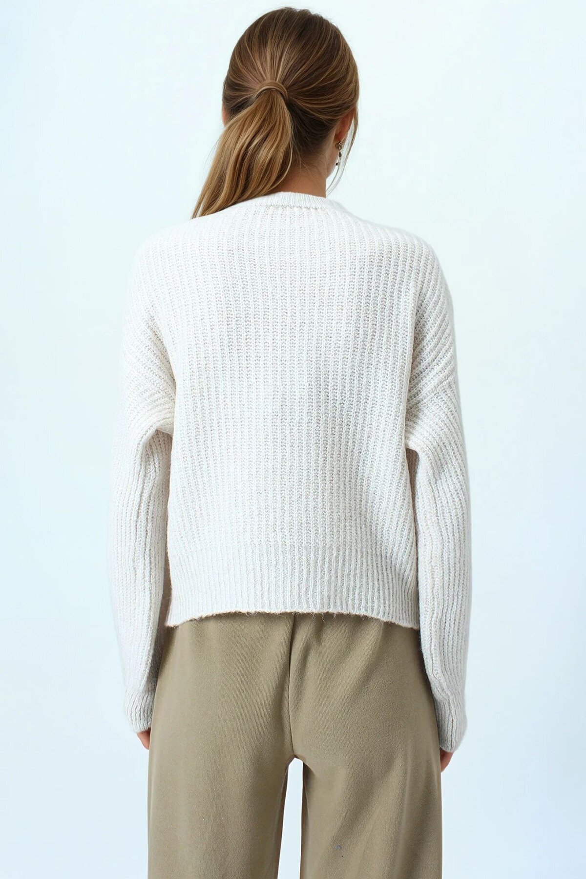 Bisiklet Yaka Düz Örgü Triko Kazak