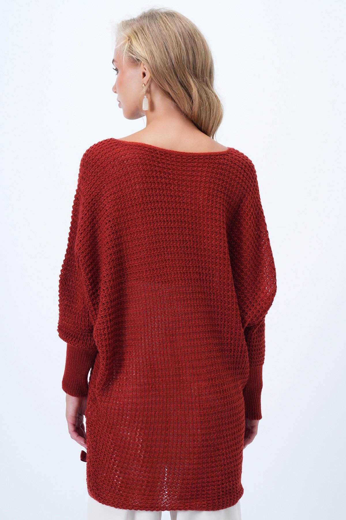 Bisiklet Yaka Fiyonk Detaylı Triko Bluz