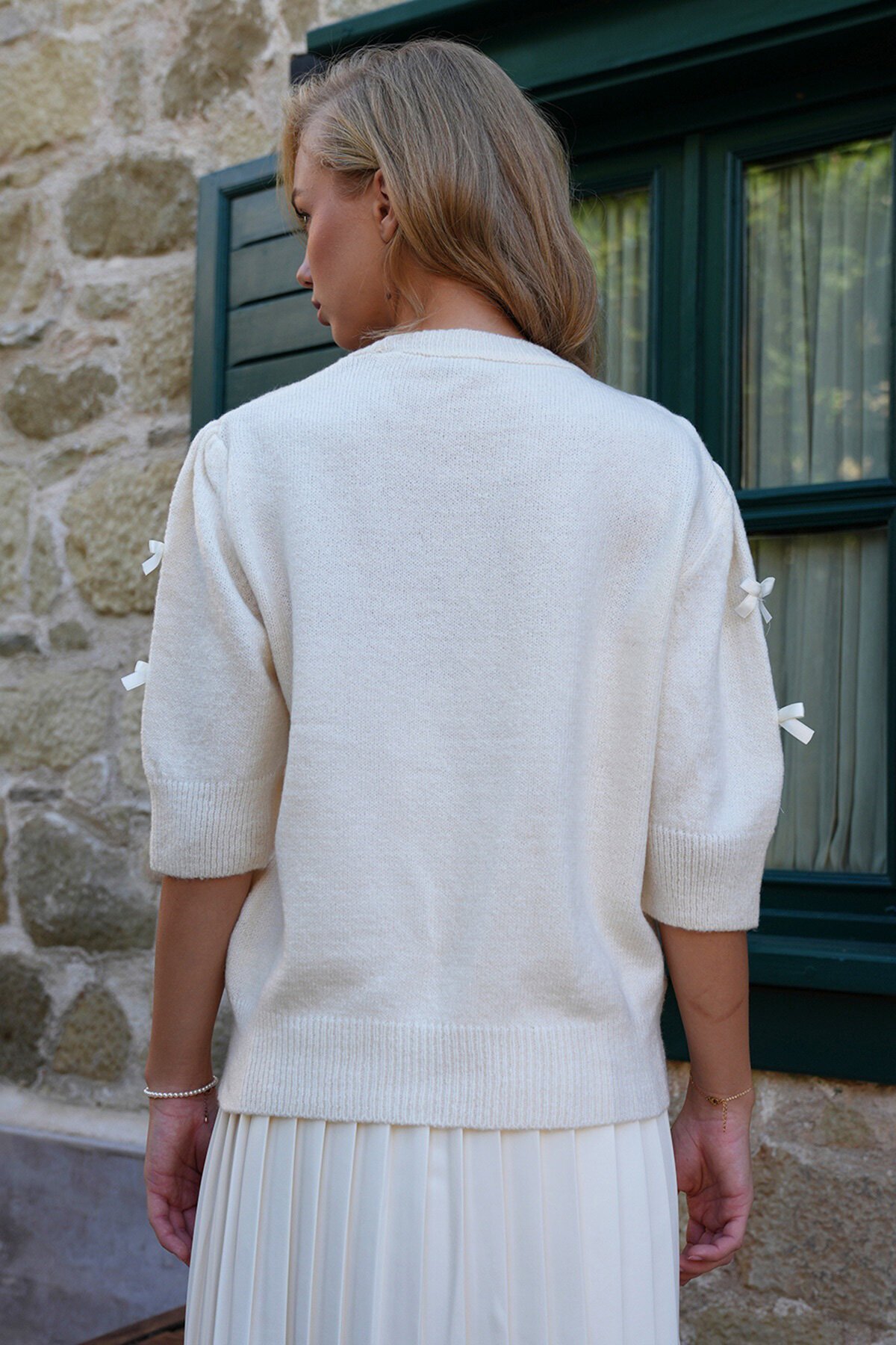 Bisiklet Yaka Fiyonklu Triko Kazak