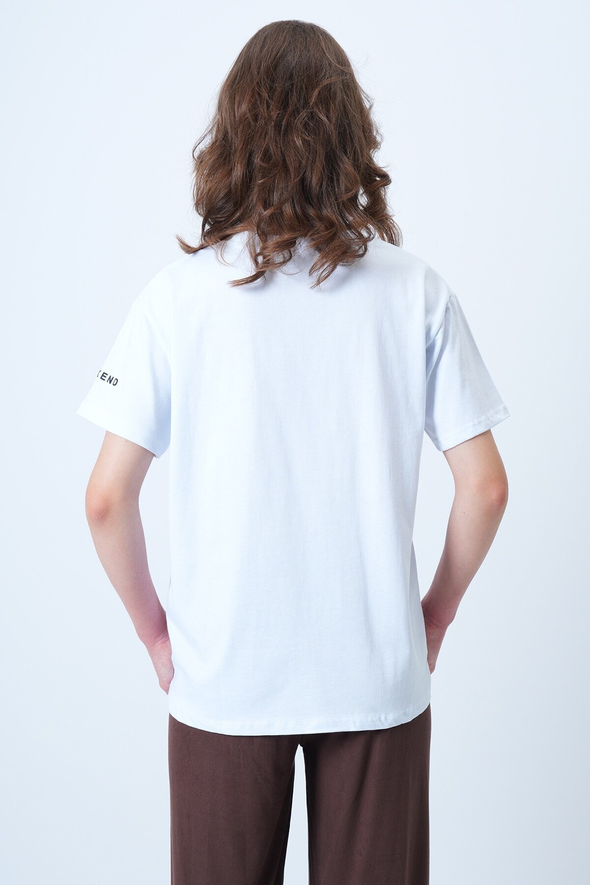 Bisiklet Yaka Leopar Baskılı Pamuk T-Shirt