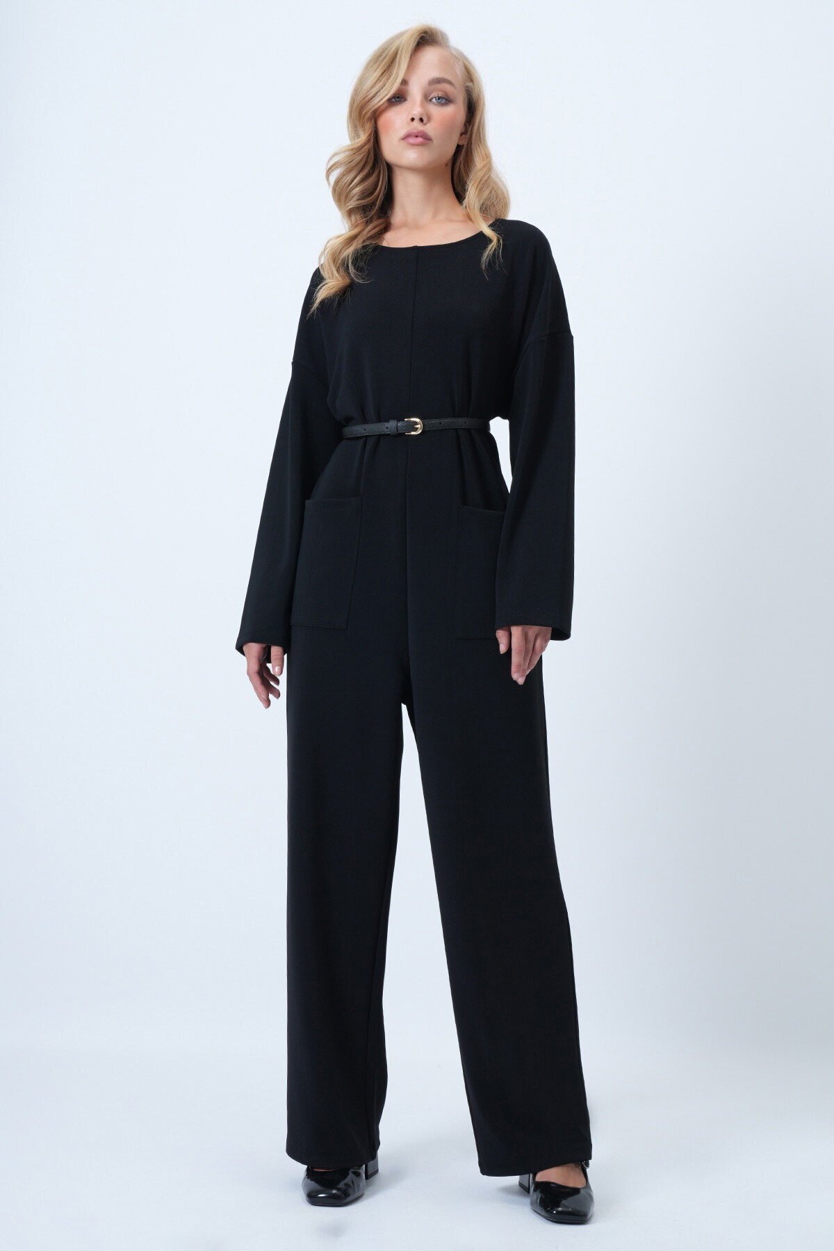 Bisiklet Yaka Sırtı Fermuarlı Rahat Kesim Tulum