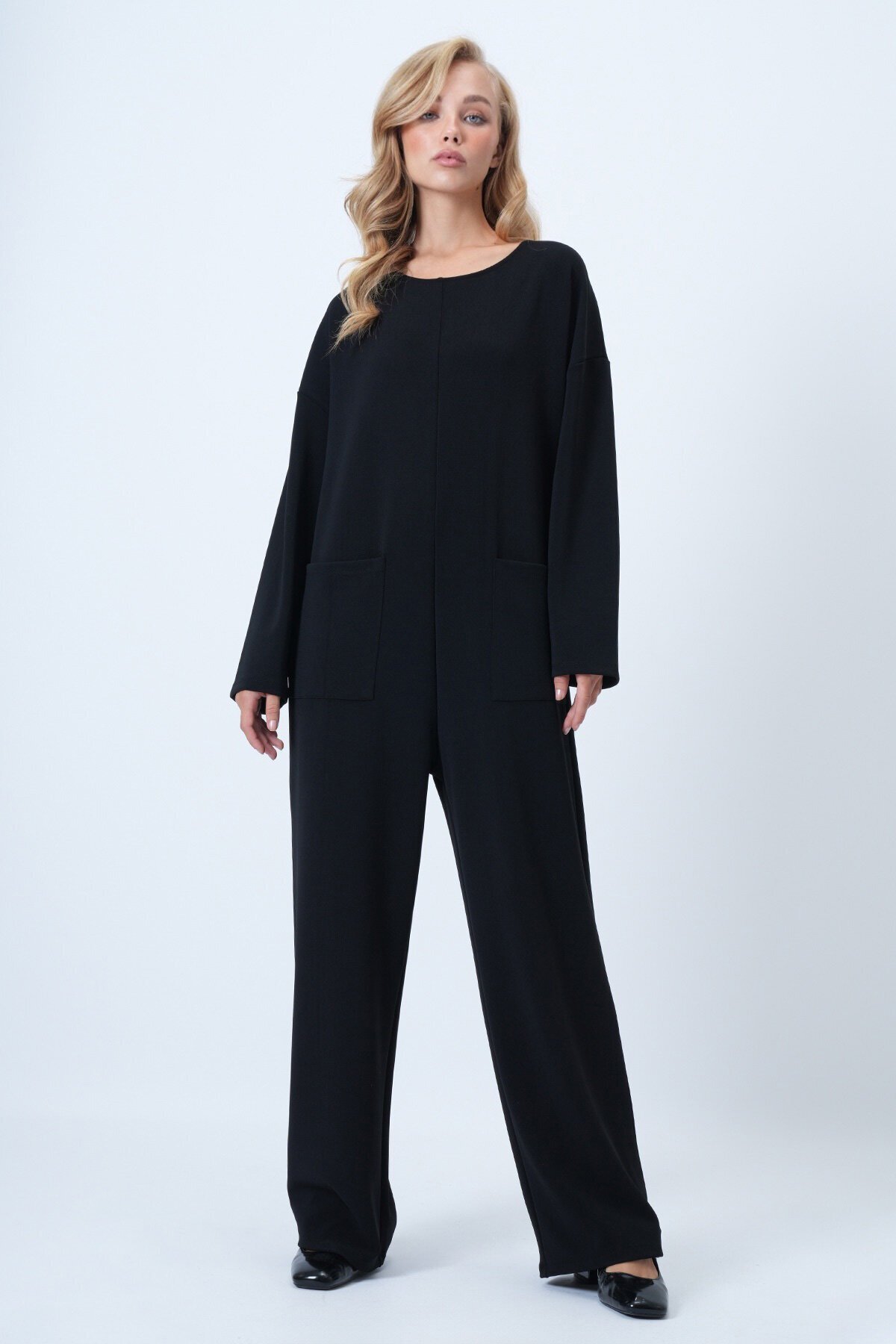 Bisiklet Yaka Sırtı Fermuarlı Rahat Kesim Tulum