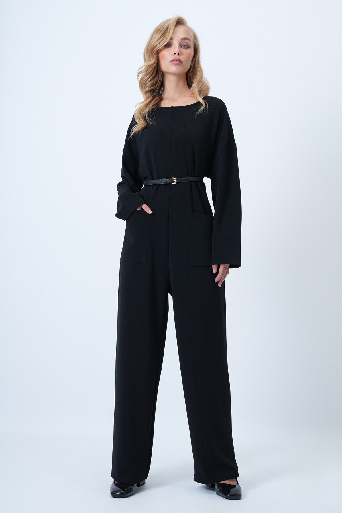 Bisiklet Yaka Sırtı Fermuarlı Rahat Kesim Tulum