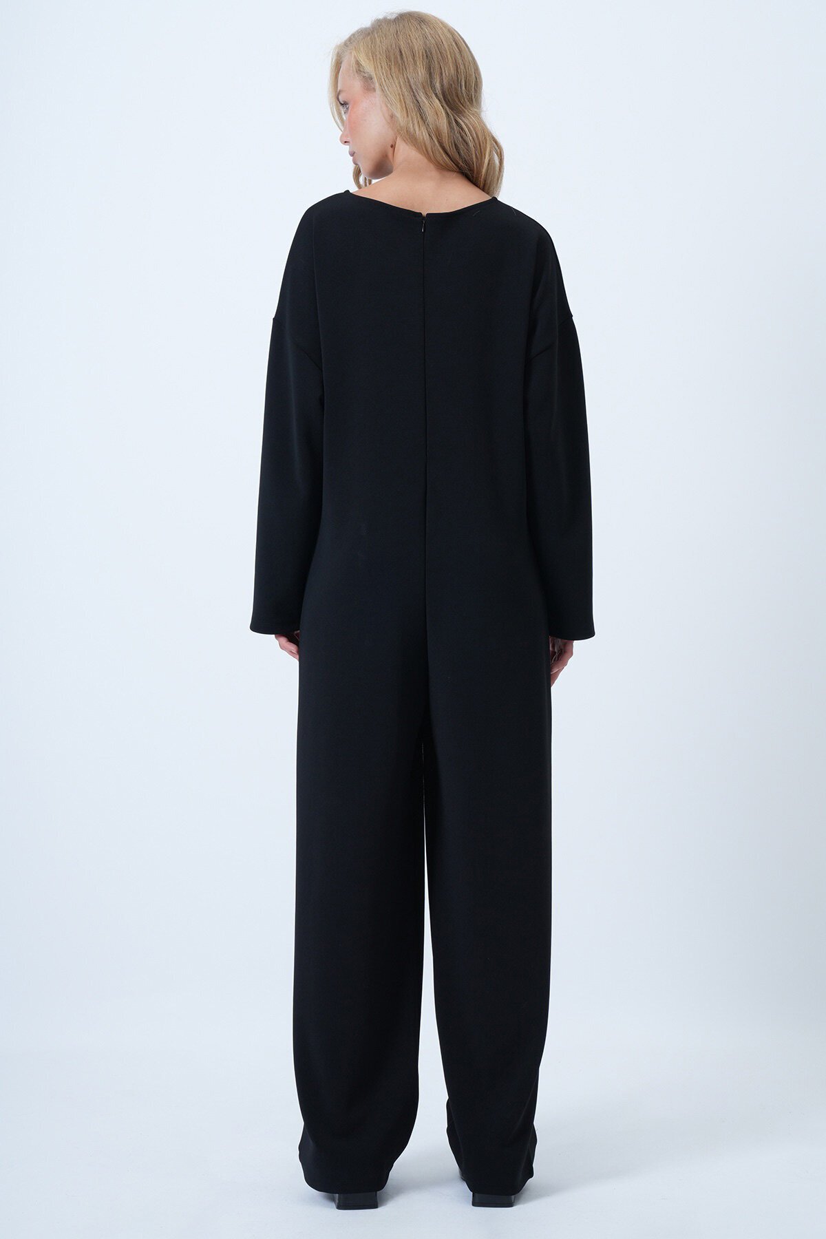 Bisiklet Yaka Sırtı Fermuarlı Rahat Kesim Tulum