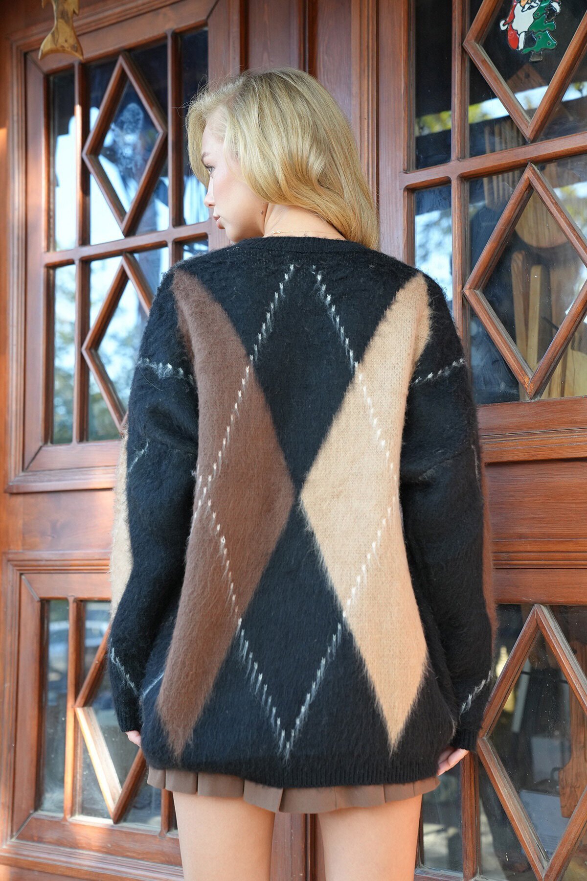 Bisiklet Yaka Yün Karışımlı Oversize Kazak