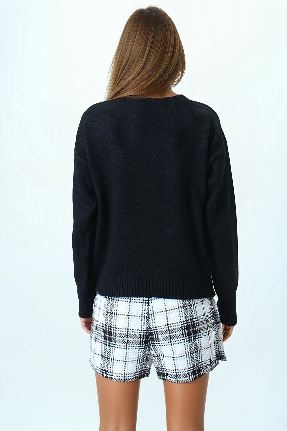 Çift Cepli Bisiklet Yaka Triko Kazak