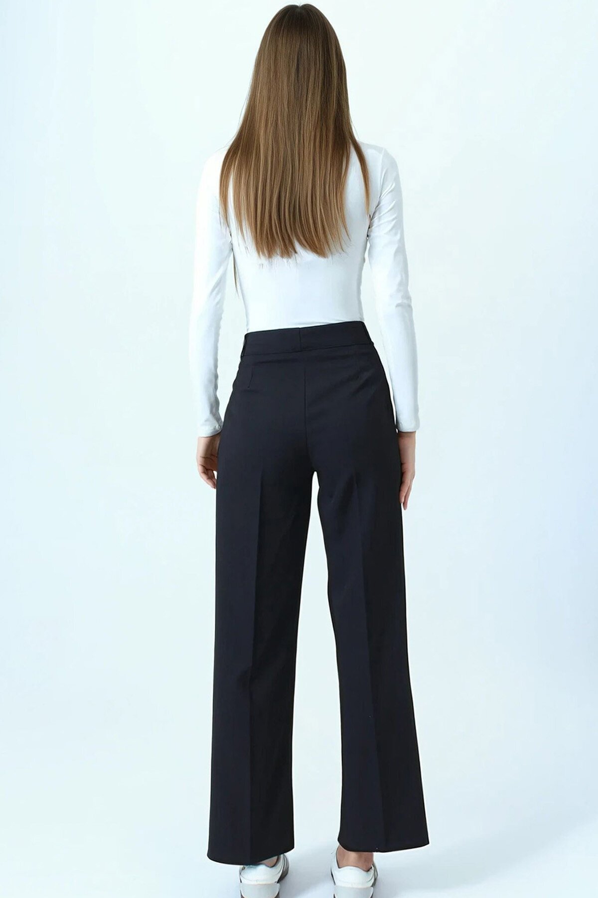 Çift Cepli Düğme Kapamalı Palazzo Pantolon