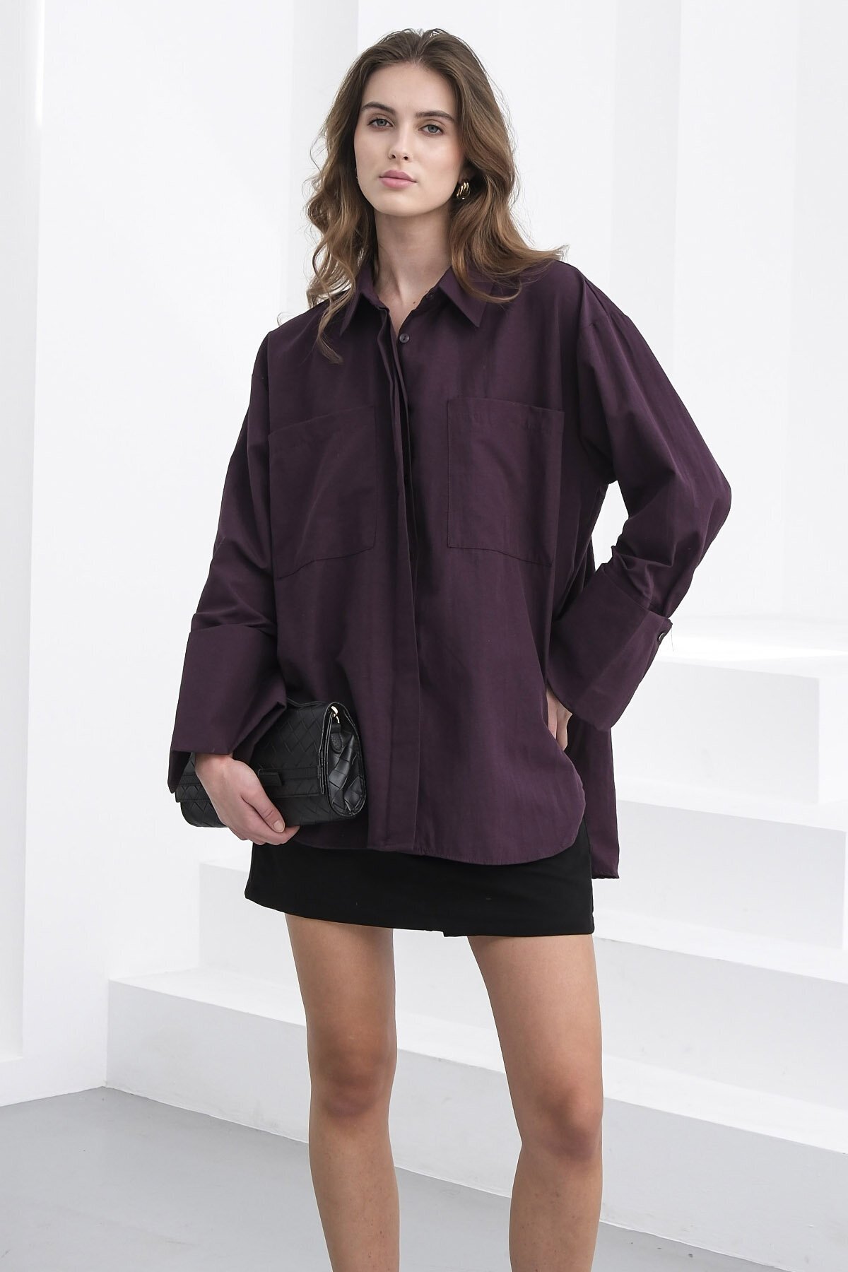 Çift Cepli Oversize Basic Gömlek