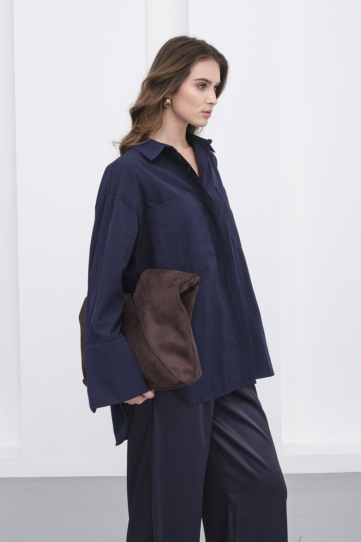 Çift Cepli Oversize Basic Gömlek