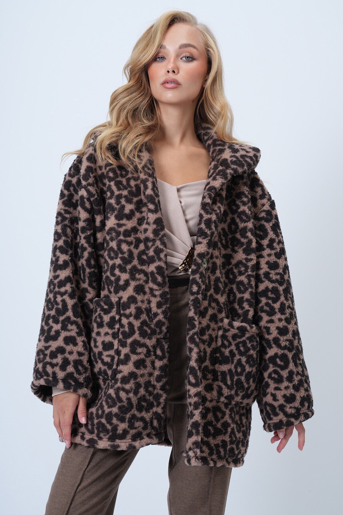 Çift Cepli Peluş Ceket