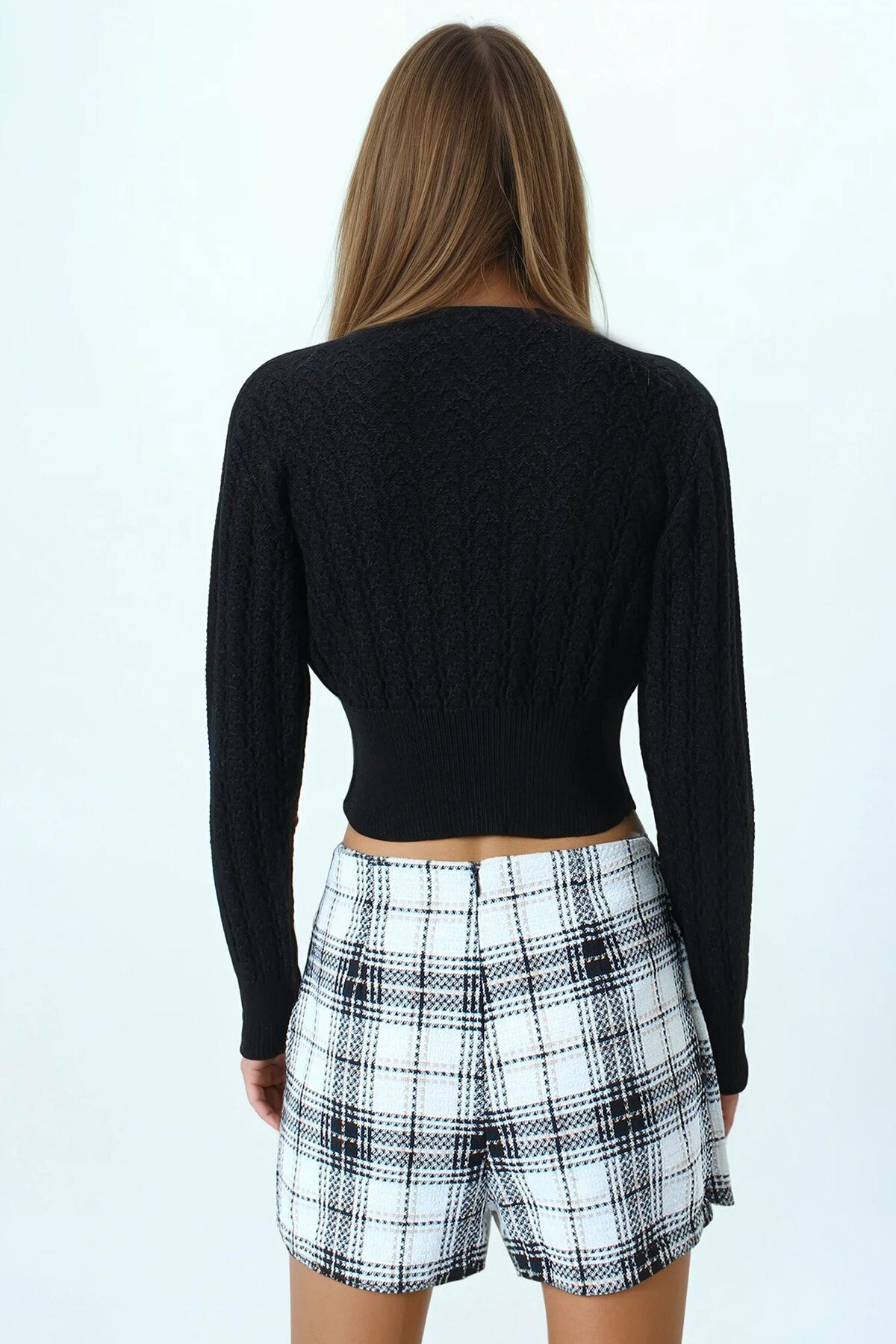 Desenli Bisiklet Yaka Uzun Kollu Triko Kazak