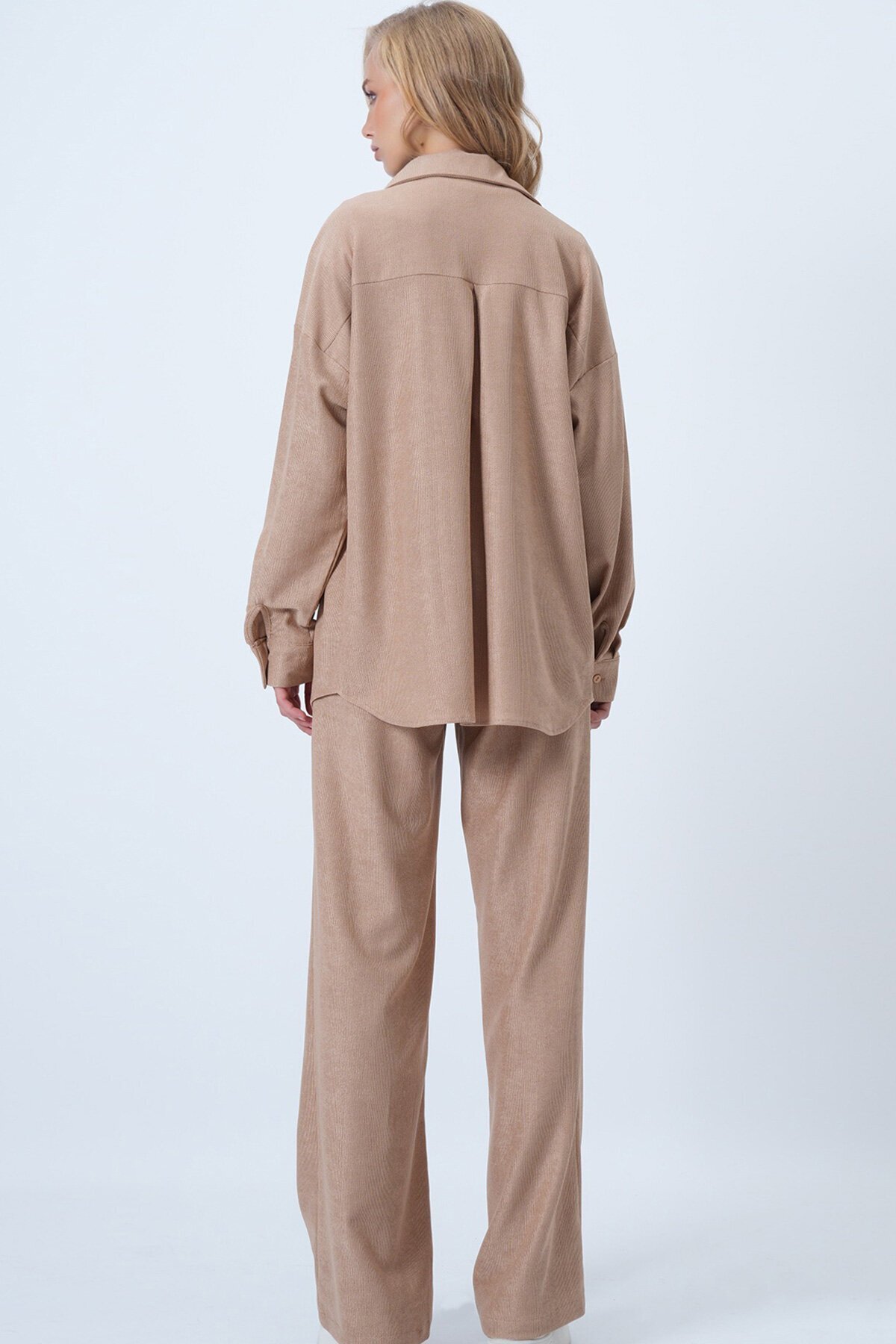 Dokulu Tek Cepli Gömlekve Pantolon Takım