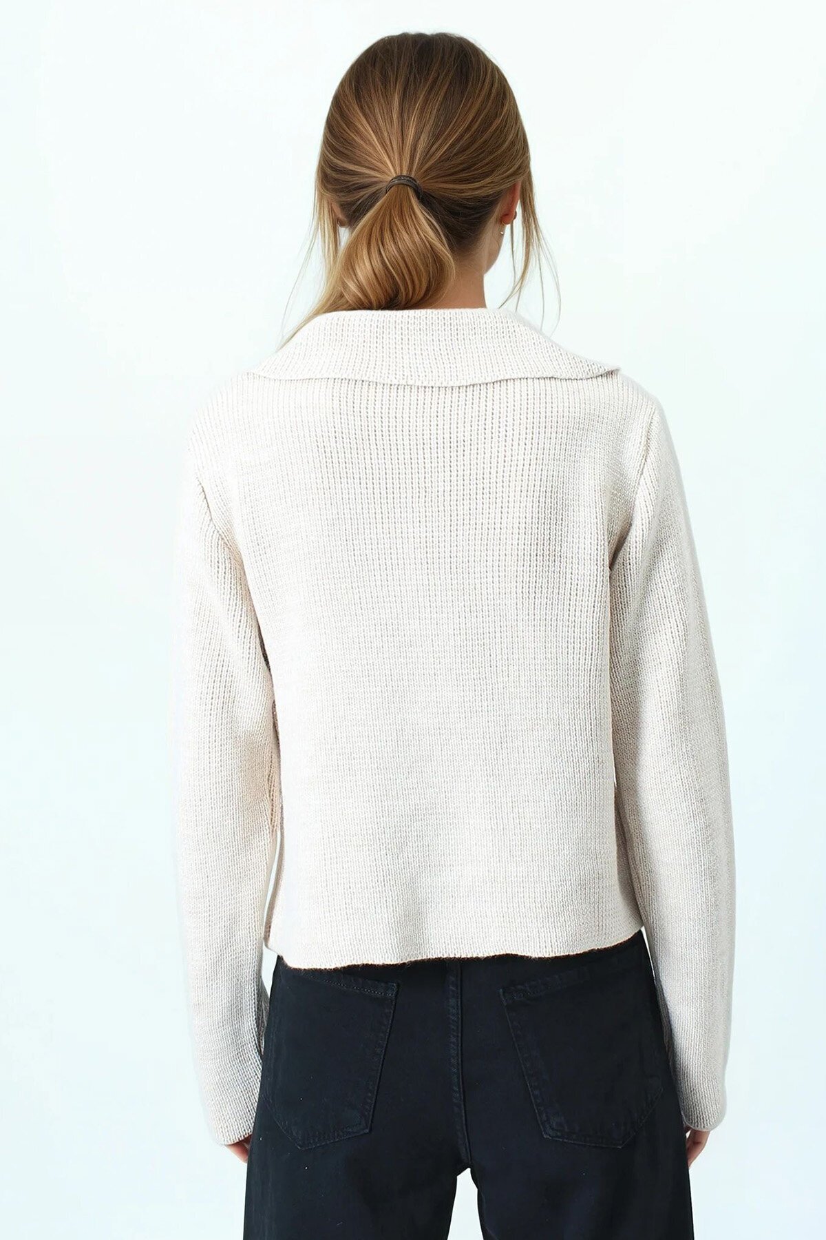 Düğmeli Cep Detaylı Triko Hırka