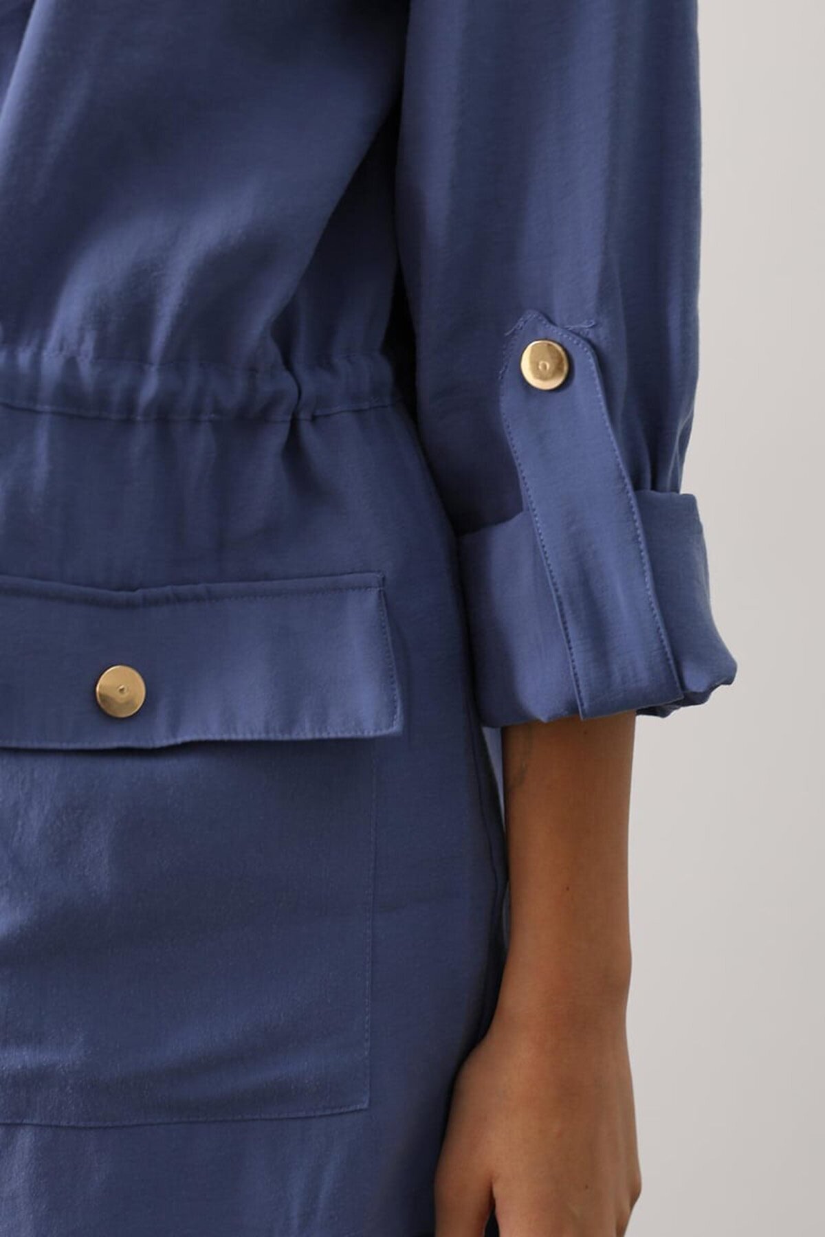 Gold Düğme Detaylı Gömlek Bluz Ve Palazzo Pantolon Takım