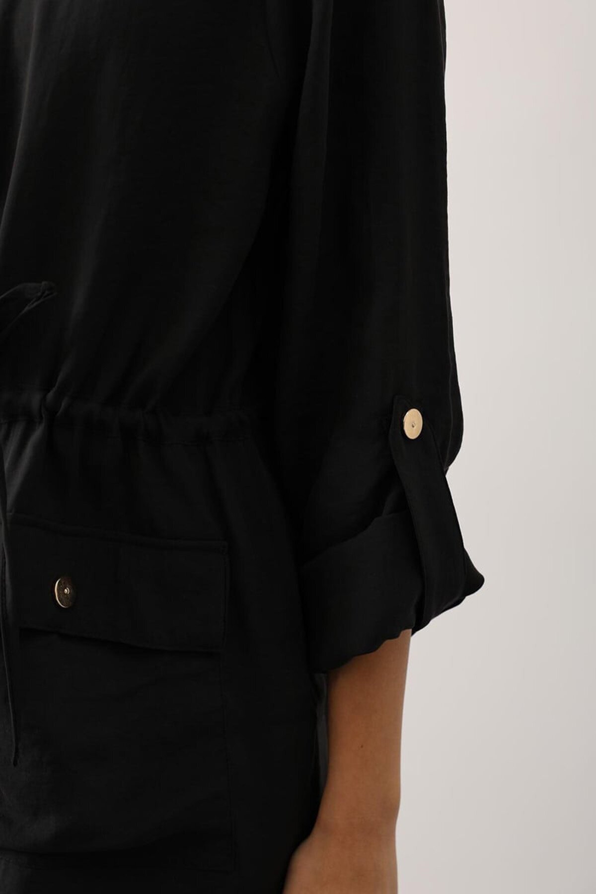 Gold Düğme Detaylı Gömlek Bluz Ve Palazzo Pantolon Takım