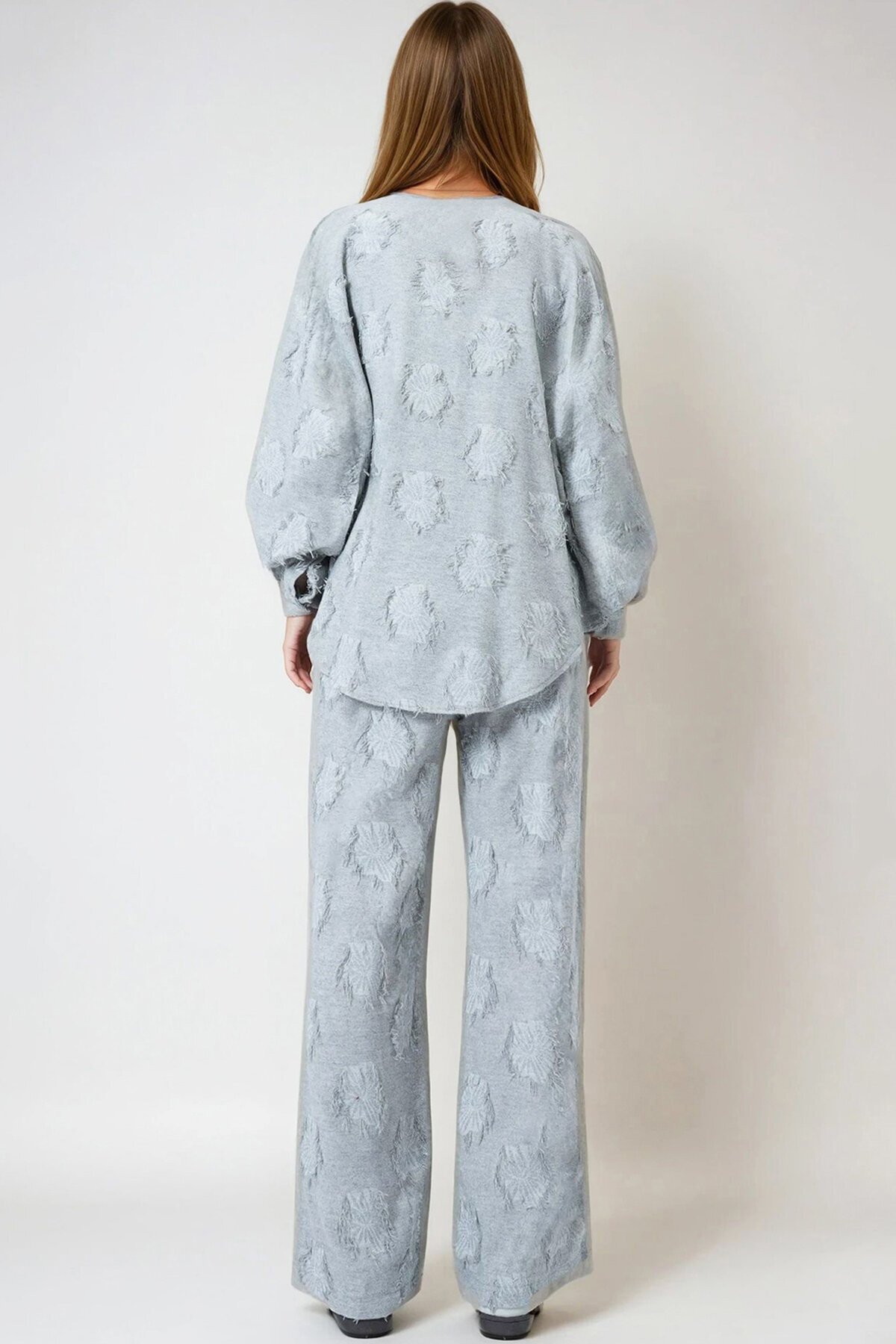 Püsküllü Oversize Gömlek Ve Beli Lastikli Pantolon Dokuma İkili Takım