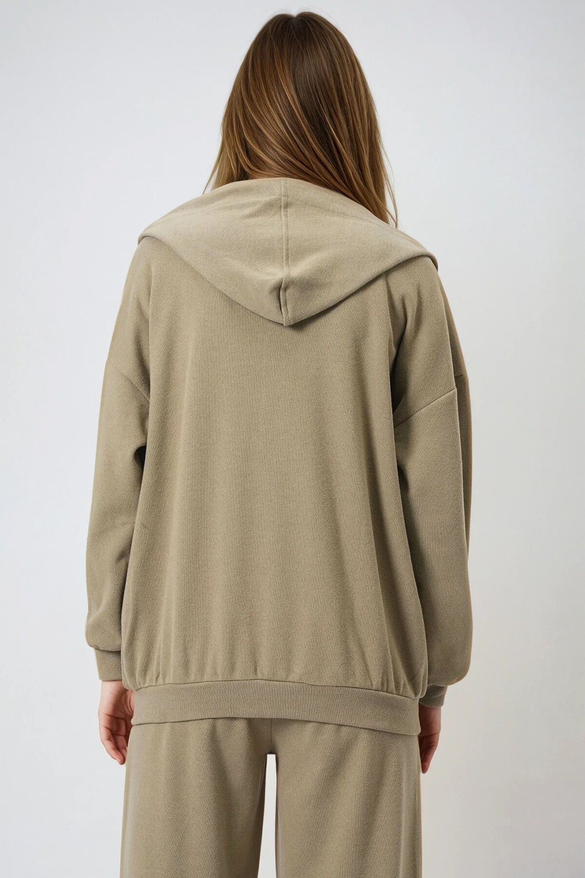 Çift Cepli Fermuar Kapamalı Kapüşonlu Hırka