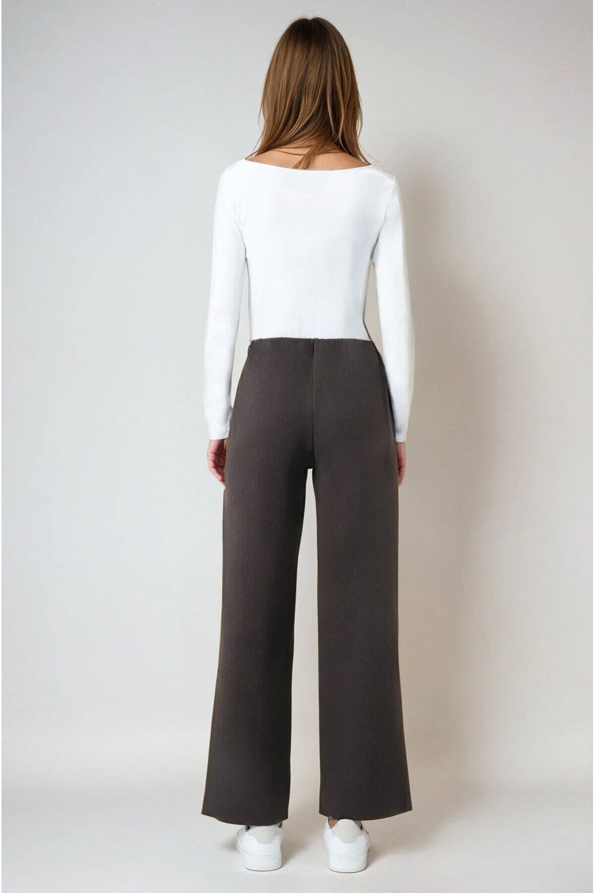 Kahverengi Beli lastikli Cepsiz Palazzo Pantolon