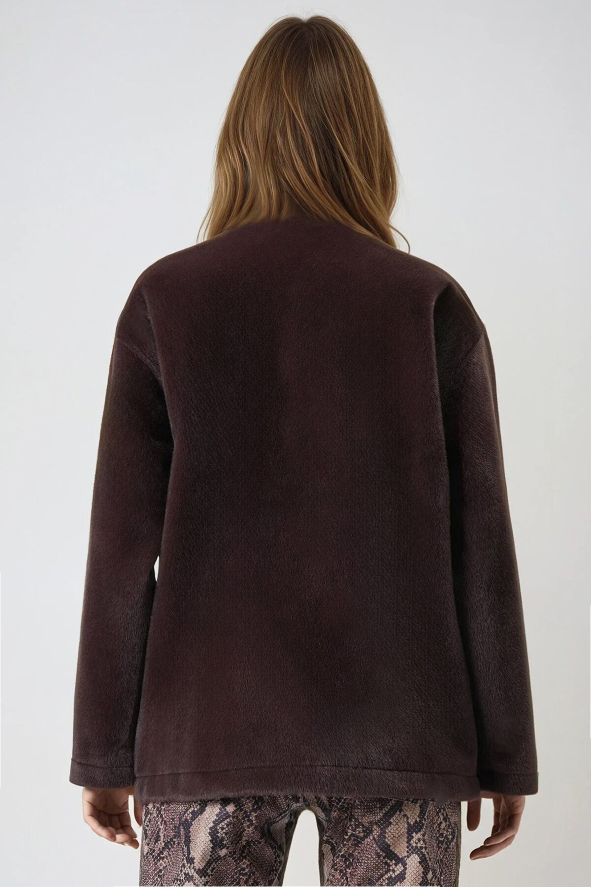 Kahverengi Çıtçıt Kapamalı Astarlı Püsküllü Ceket