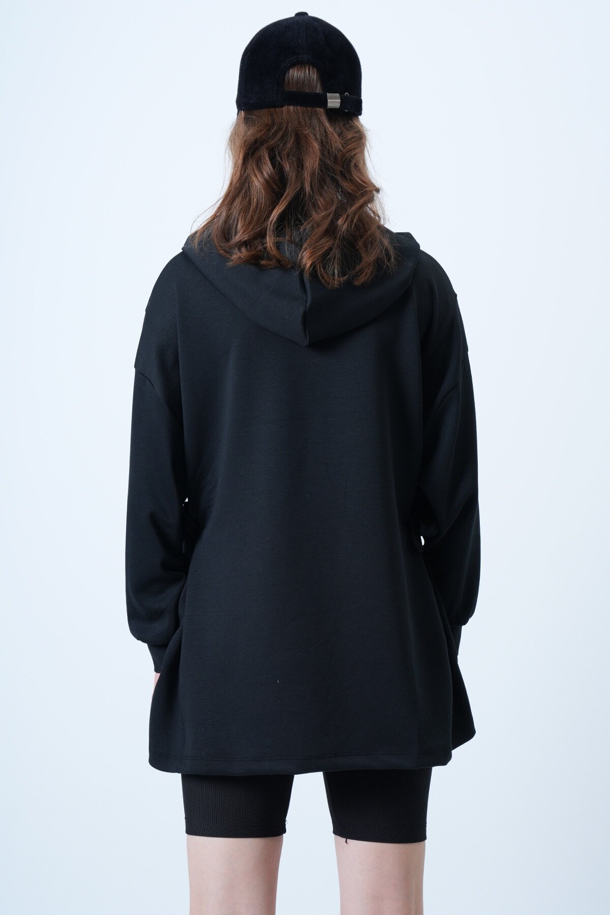 Kapüsonlu Yandan Bağlamalı Modal Oversize Sweatshirt