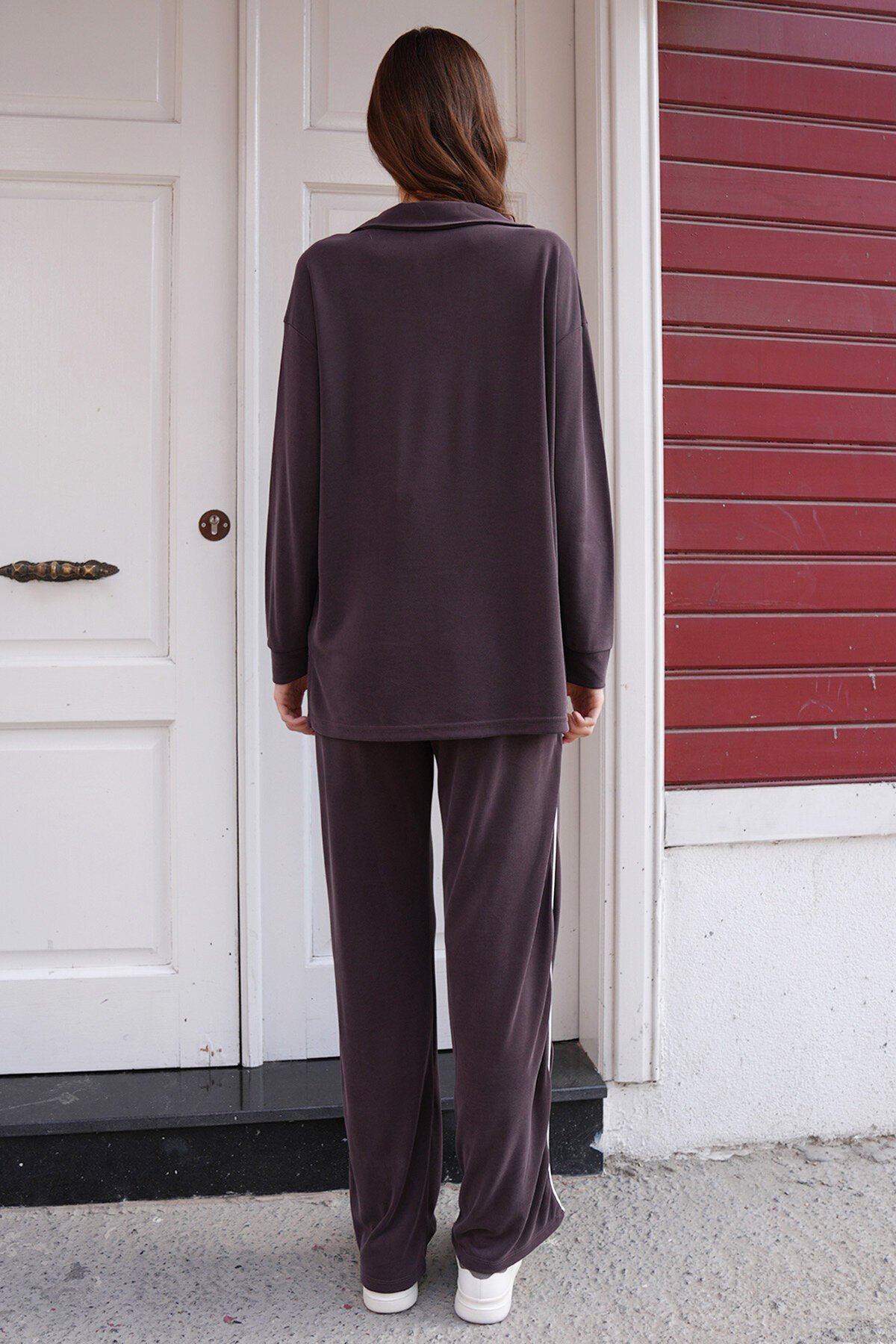 Polo Yaka Biye Detaylı Modal Kumaş Alt Üst Takım