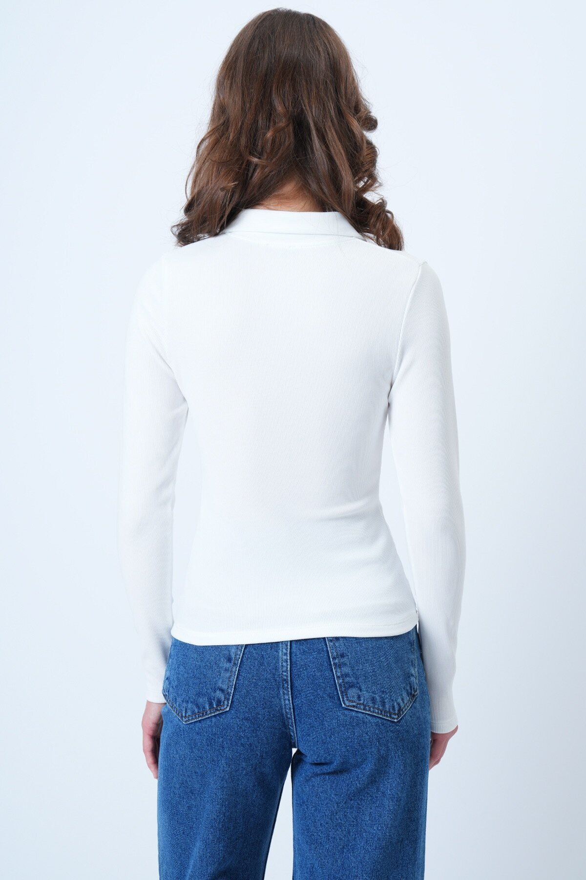 Polo Yaka Gizli Fermuarlı Ottoban Bluz
